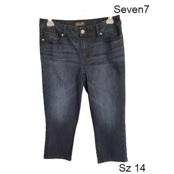 Seven7 Women's Denim Capri 14 Skinny 4-Way Stretch Hi Rise Embroidered - Picture 1 of 7